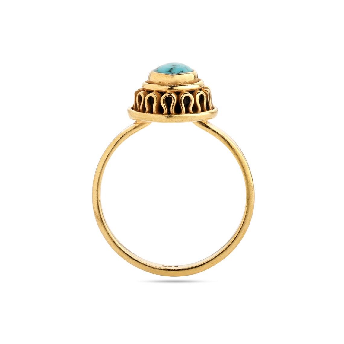 Designer 925 Sterling Silver Turquoise Gold Plated Ring