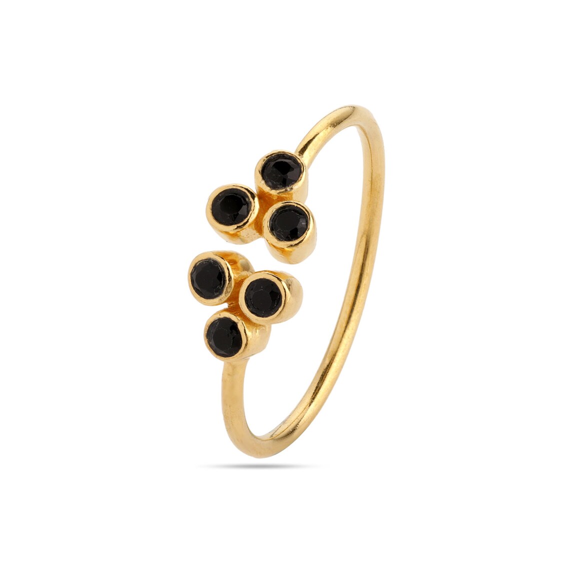 Black onyx open ring, Onyx black ring, Adjustable ring, tiny gemstone ring, Black gemstone ring, Black gemstone ring