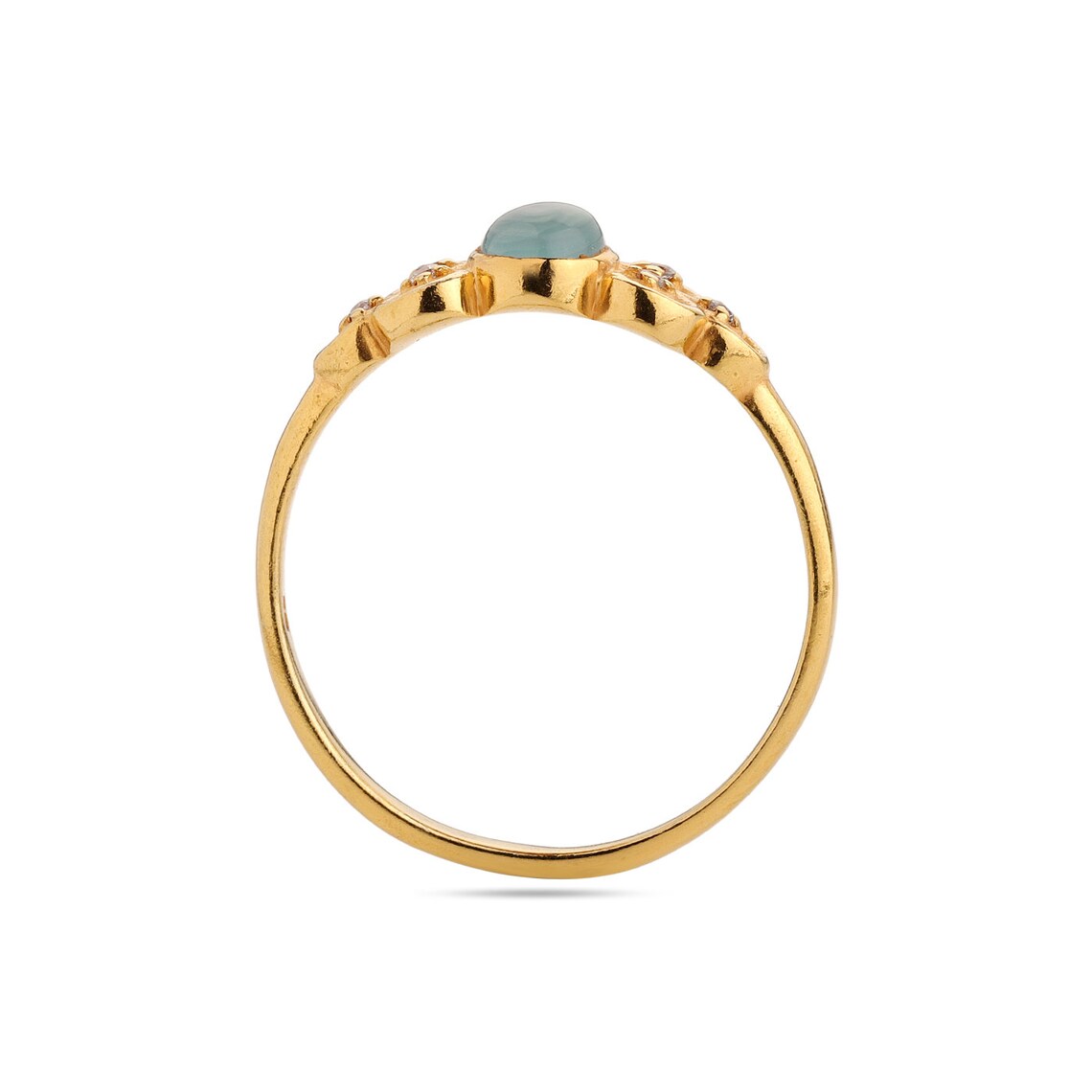 925 Sterling Silver Aqua Chalcedony Ring, Gold Plated ring.