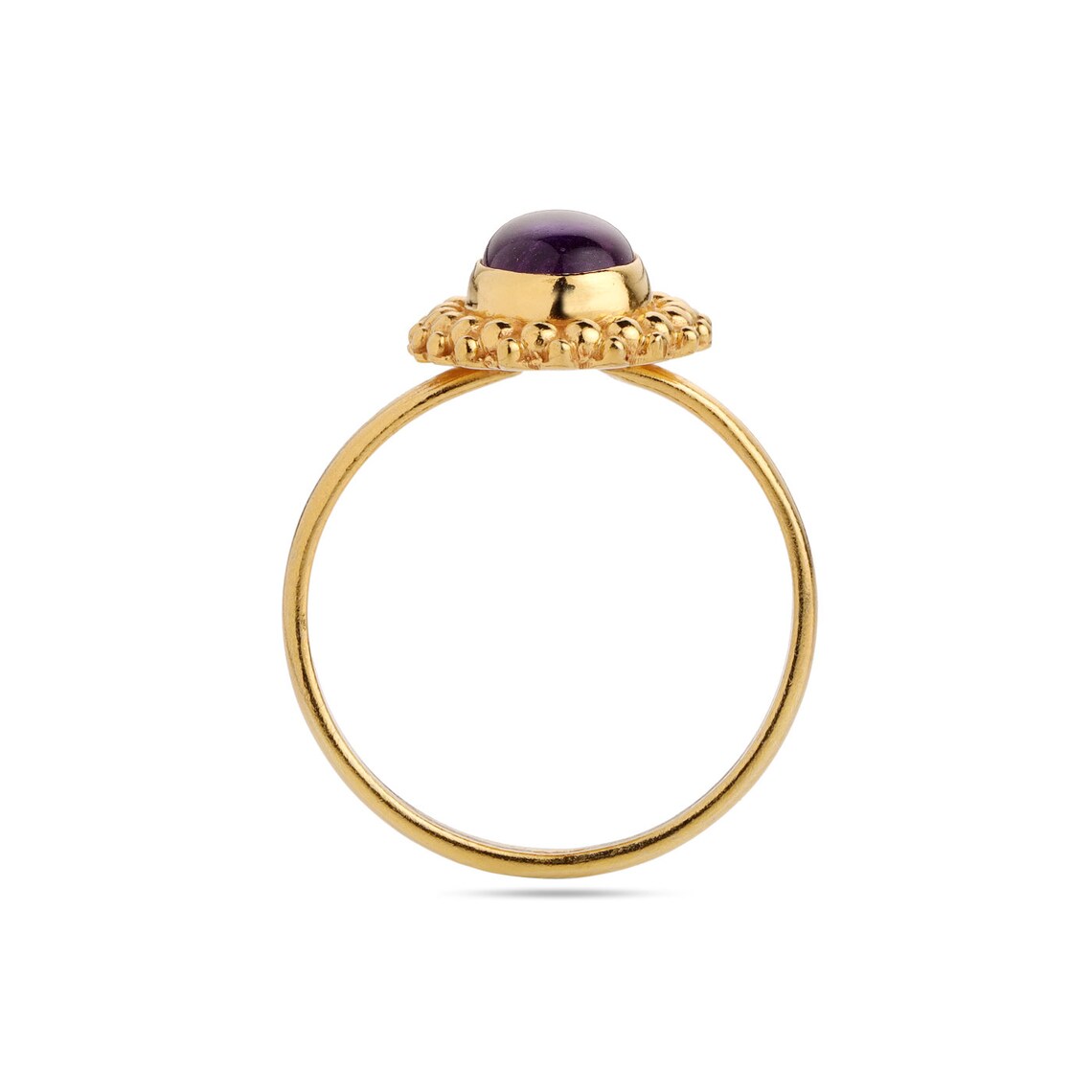 Amethyst Oval Boho 925 Sterling Silver - Gold Plated Ring