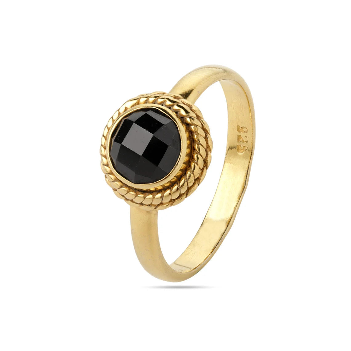 Onyx Ring Dainty Black Onyx Ring Gold Round Cut Ring Onyx Wedding Ring Solitaire Stacking Ring Black Onyx Jewelry