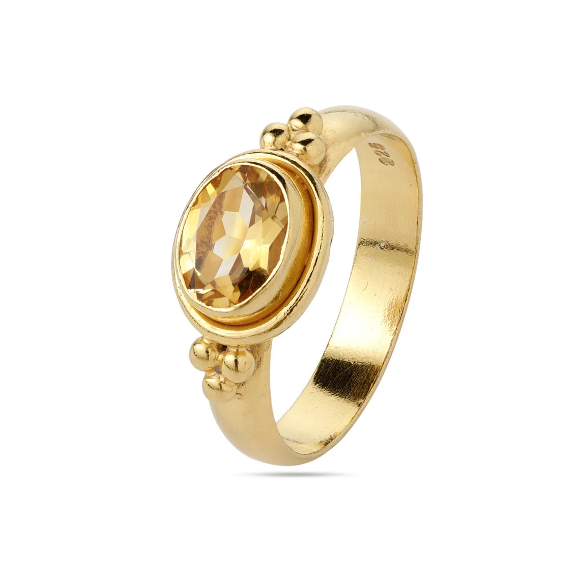 Natural Oval Citrine Gothic Bold Ring