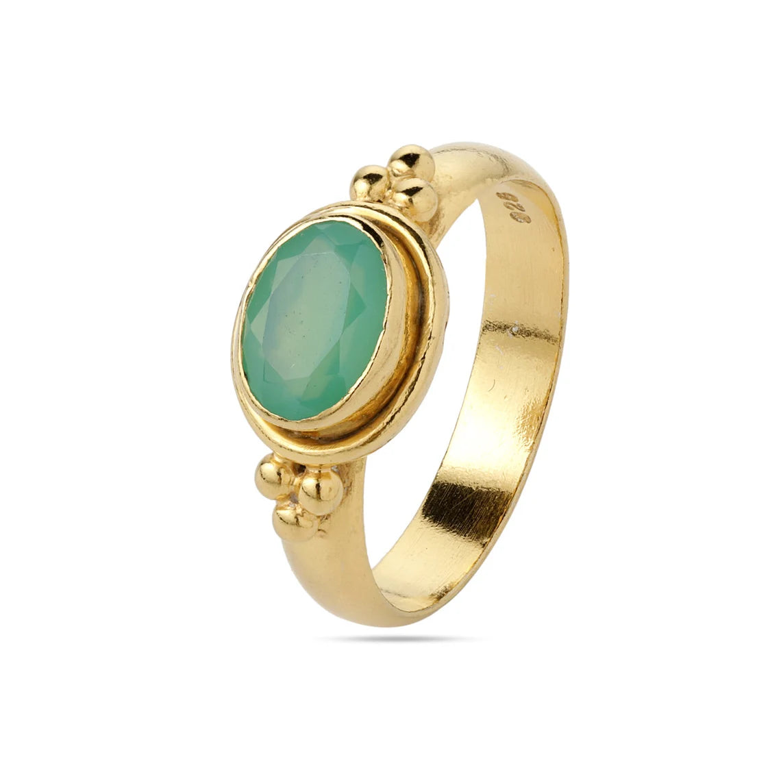 Chrysoprase Onyx Ring - Chryso Onyx Gold Ring - Oval Ring - Chryso Onyx Gemstone Ring, Statement Ring, Birthstone Ring