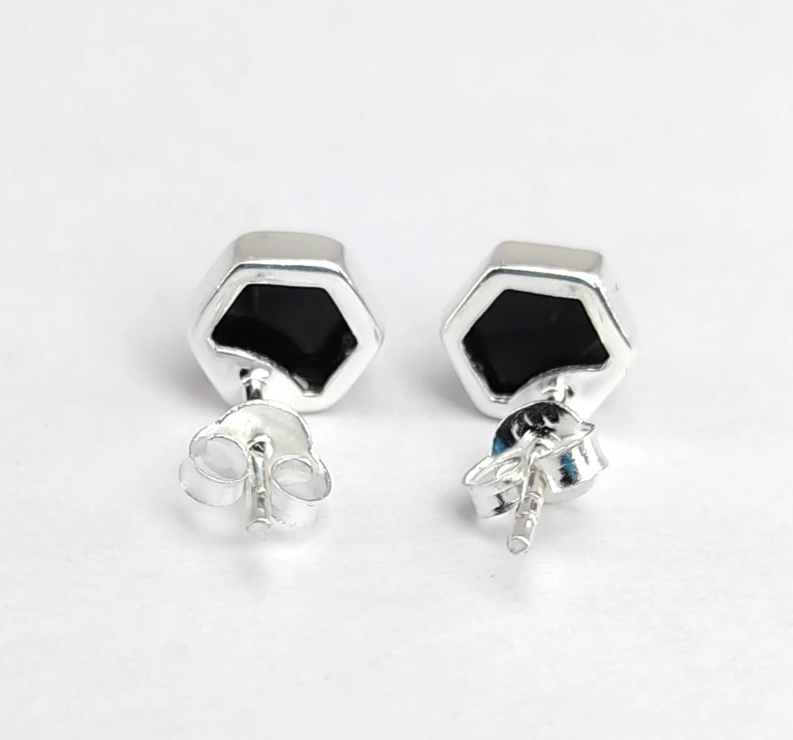Black Onyx Stud Earrins, Black Gemstone Stud Earring