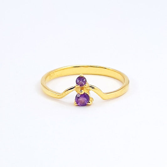 Natural Amethyst Minimalist Gold Plated Ring