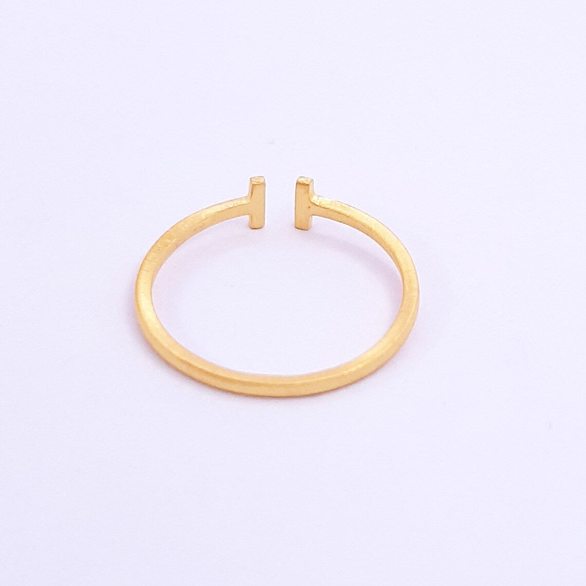 925 Silver Adjustable Open Ring, Gold Plated Stacking Ring Minimalist Heart Ring, Sterling Silver Ring