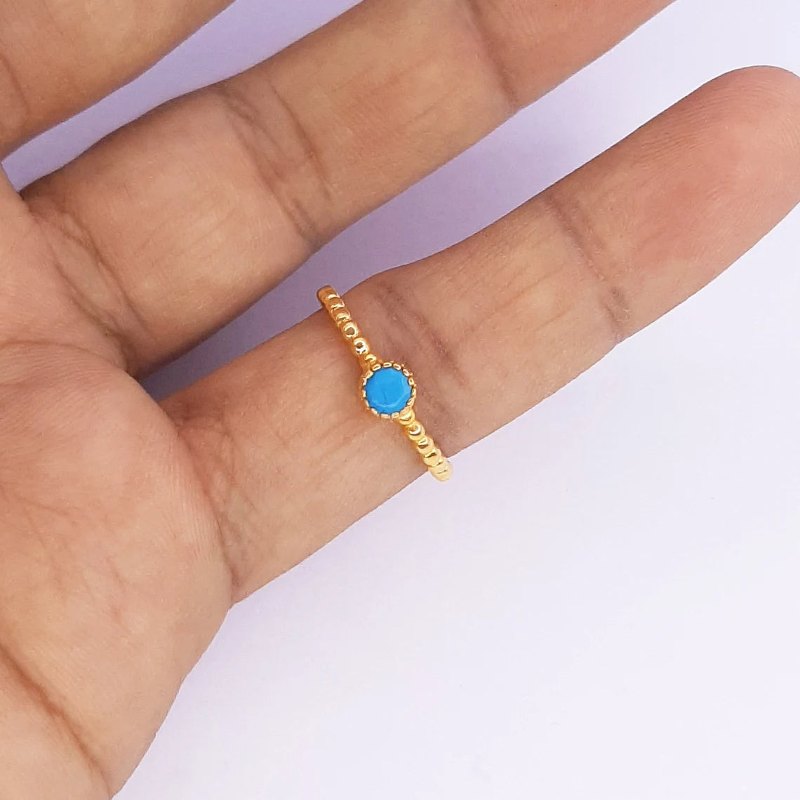 Turquoise Ring - Round Turquoise Ring - December Birthstone