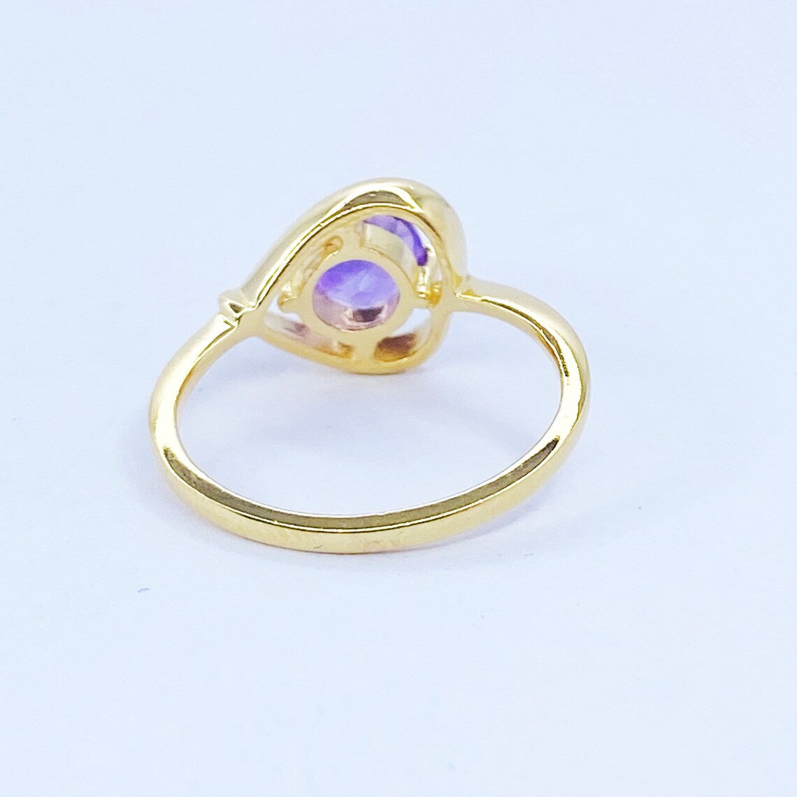 Purple Amethyst Ring Gold - February Birthstone Ring - Gemstone Ring - Stacking Ring - Gold Plated Ring - Round Ring