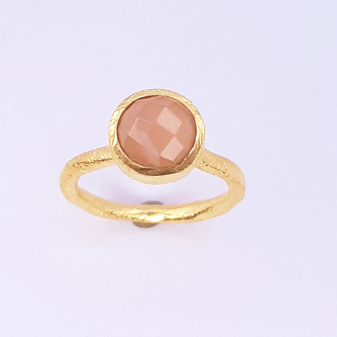 Peach Color Gemstone Ring- moonstone ring, Gold Ring
