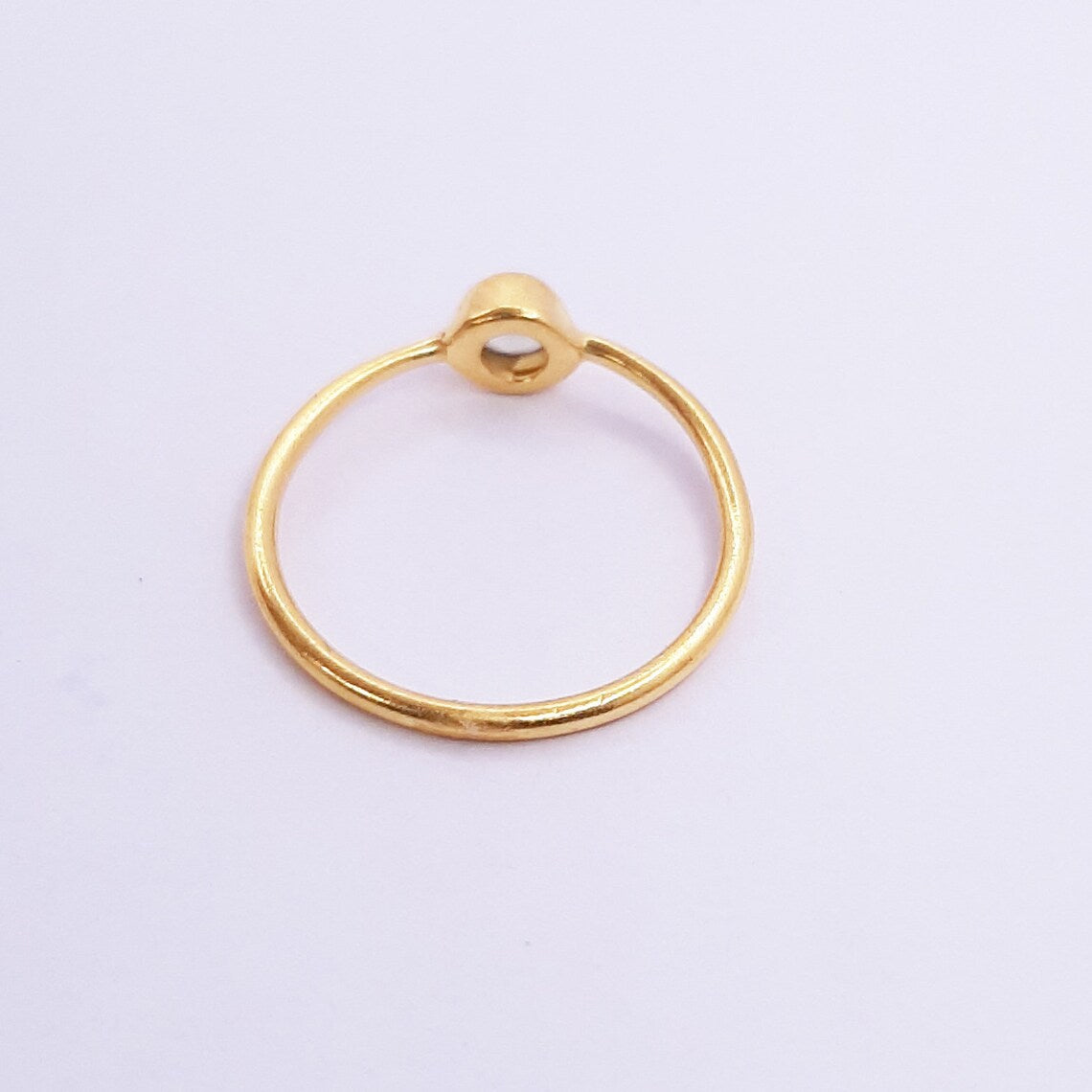 qua Onyx Round Gold Ring - Aqua Chalcedony Ring,