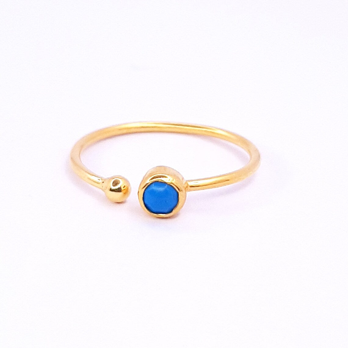 Round Turquoise Minimalist Gold Ring Open Ring Adjustable
