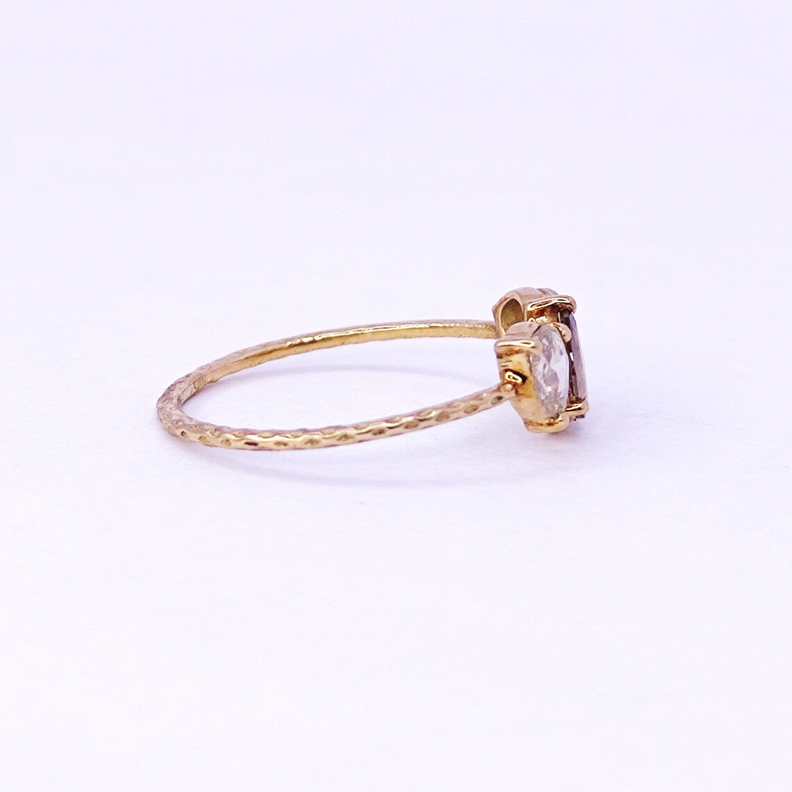 Natural Rose Cut Diamonds 14k Solid Gold Ring