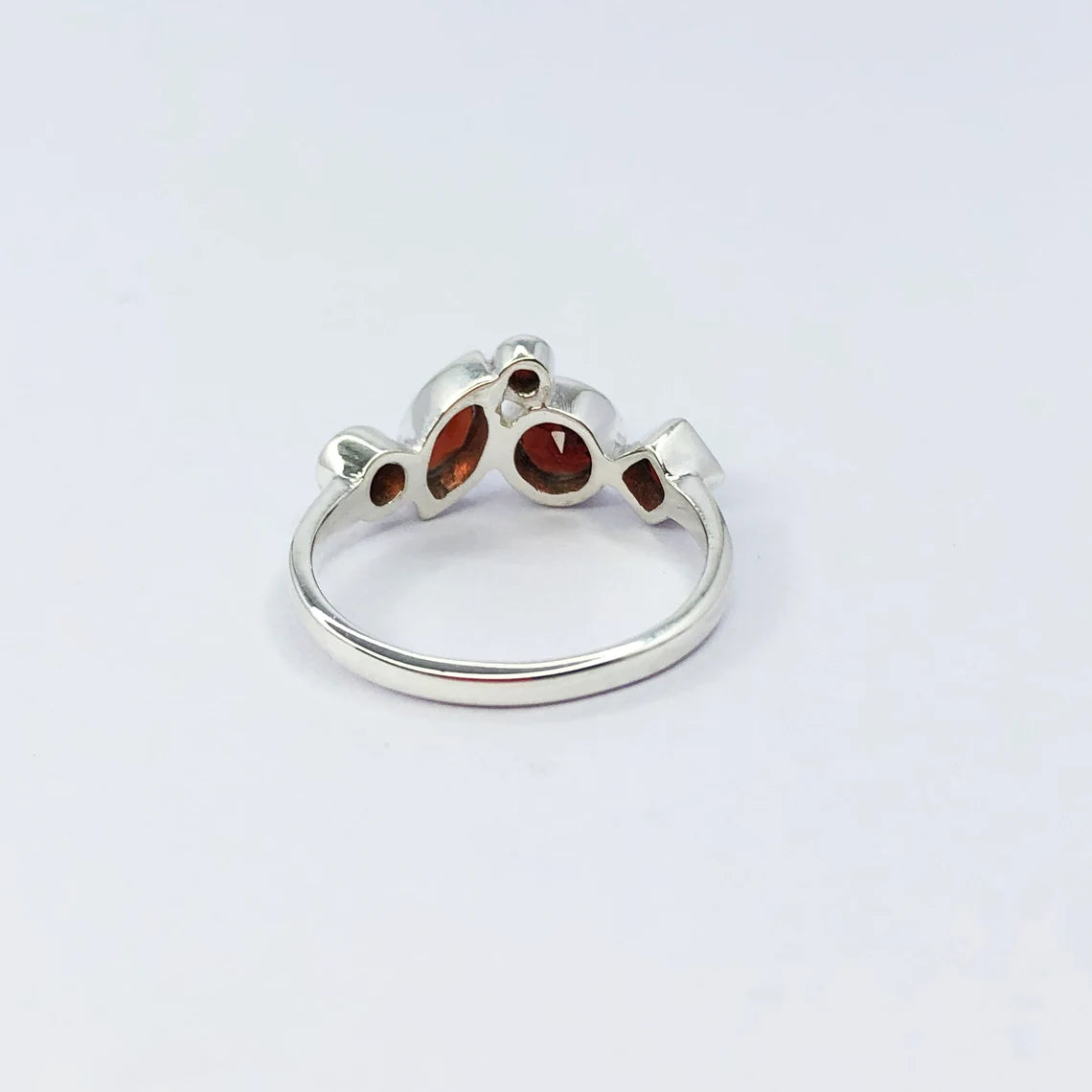 Multi Garnet Sterling Silver Engagement Ring