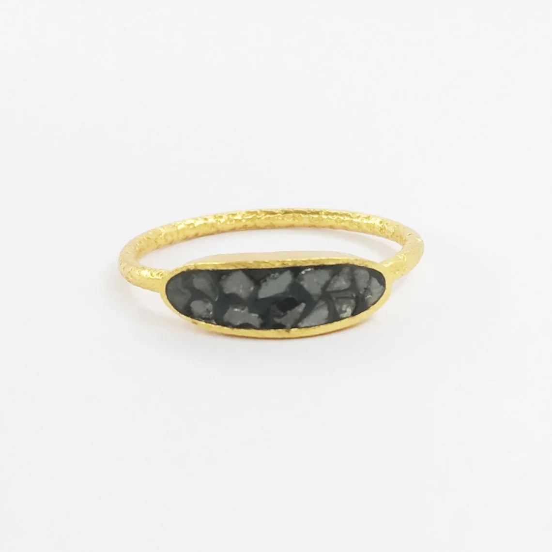 Black Diamond Gold Plated Ring in Sterling Silver