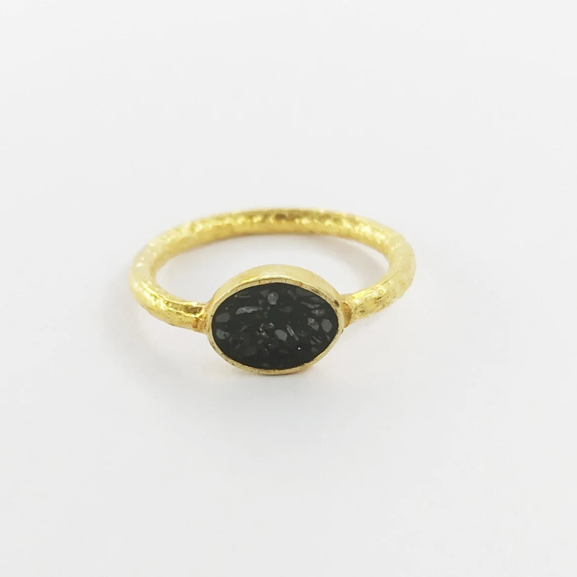 Black Diamond Sterling Silver Gold Plated Ring