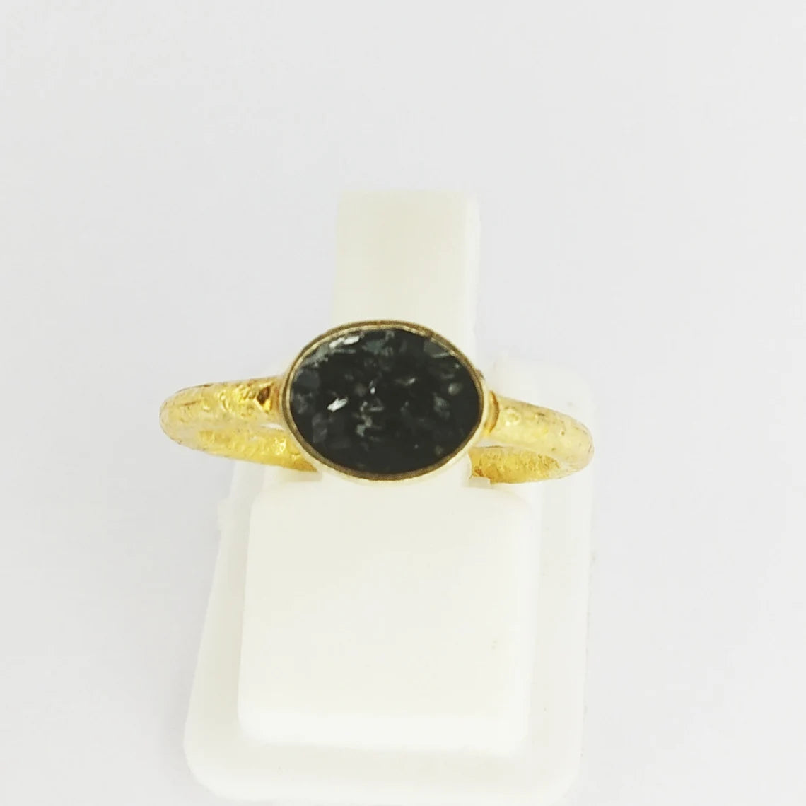 Black Diamond Sterling Silver Gold Plated Ring