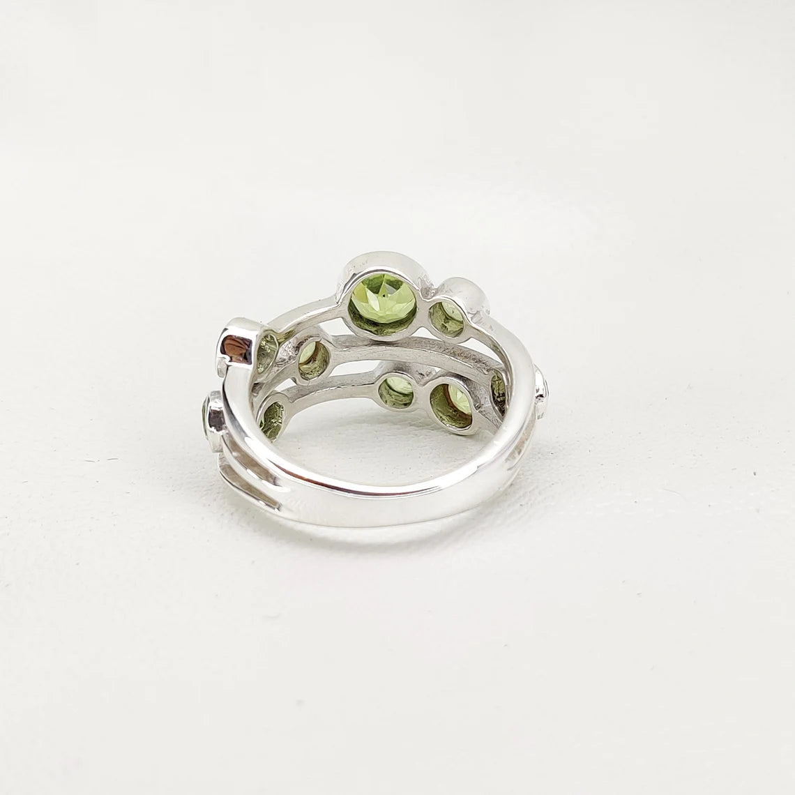 Peridot Ring, Green Bubbles Ring, August Birthstone, Natural Gemstone, Sterling Silver Ring, Modern Ring, Multi Stone Ring, Unique Gift
