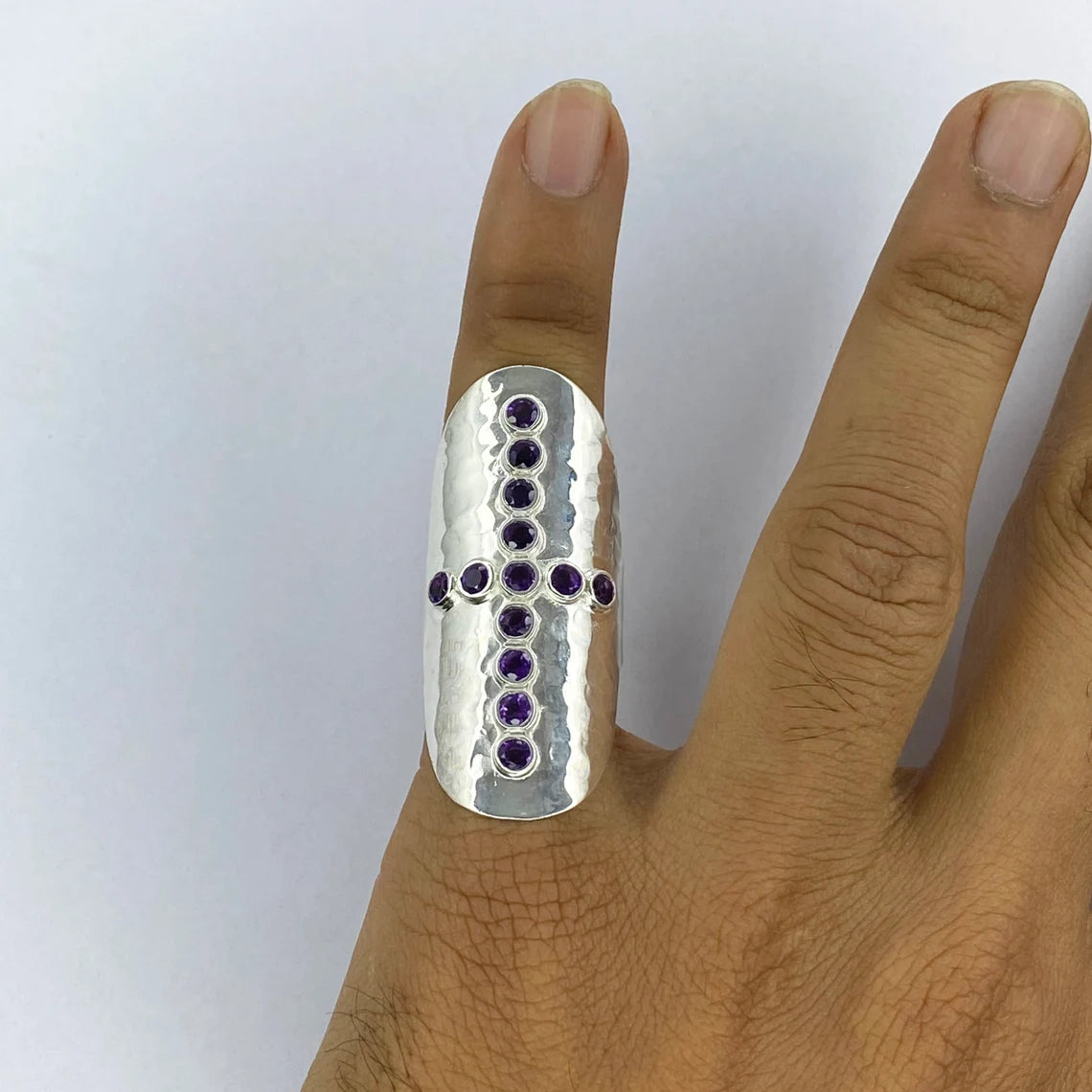 Natural labradorite ring, 92.5 Sterling Silver statement boho ring, large gemstone ring, Labradorite Cross Long ring