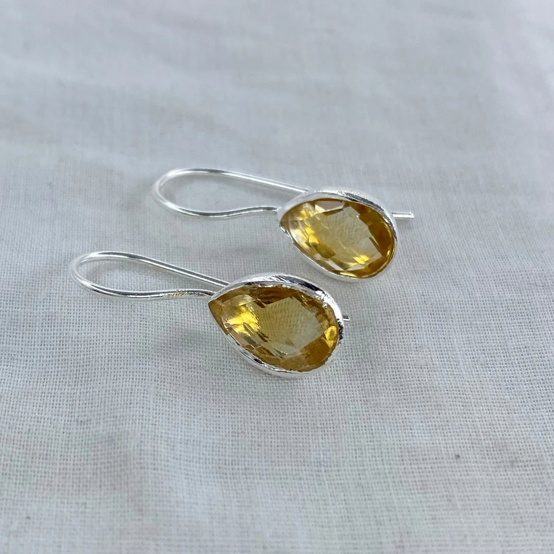 Citrine Earring - Solid Sterling Silver 925 Earring - Beautifully Made With High Quality Genuine Citrine Gemstone - Labour Day Gift Item