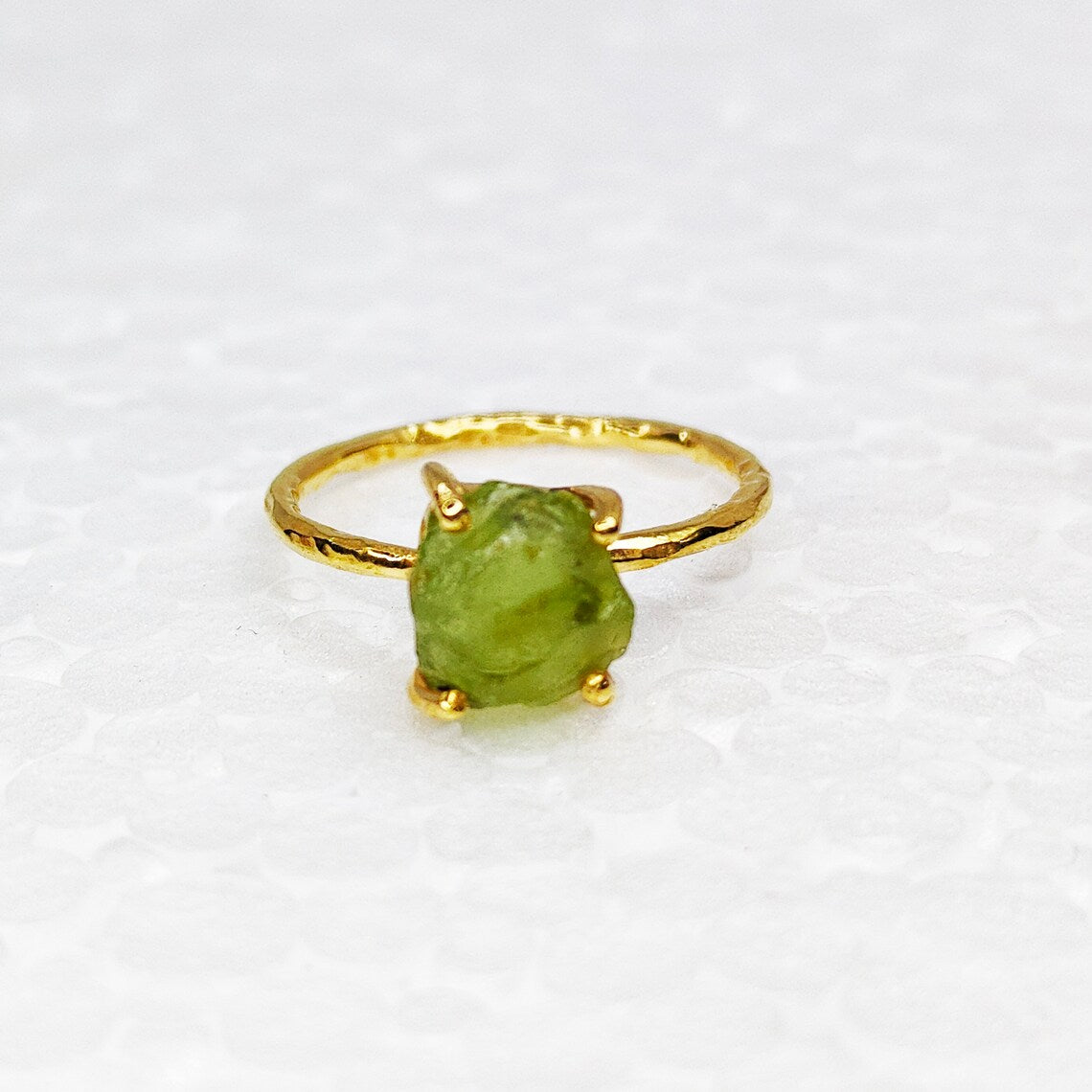 Rough Rough Peridot Gold Plated Prong Ring
