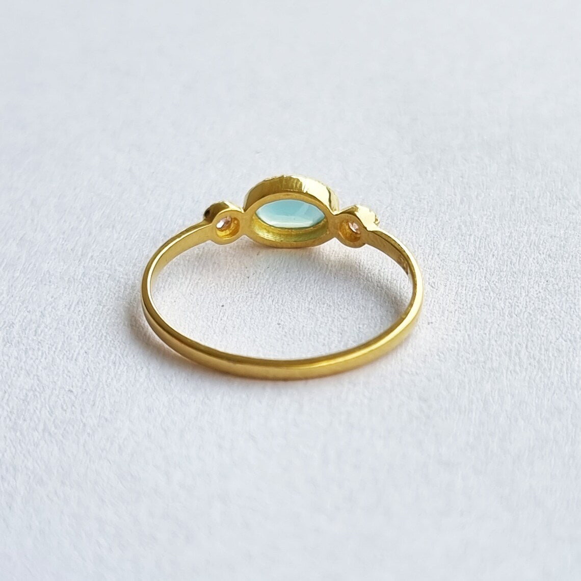 Purple and Aqua chalcedony gemstone ring, Pink Aqua Chalcedony Gold Ring,Minimalist Ring