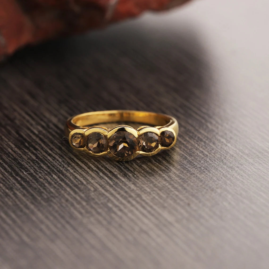 Smoky Topaz Ring, Multi Smoky Gold Ring, Round Smoky Quartz Ring, Multi Gemstone Ring, Brown Stone Ring, Minimalist Ring, Handmade Ring