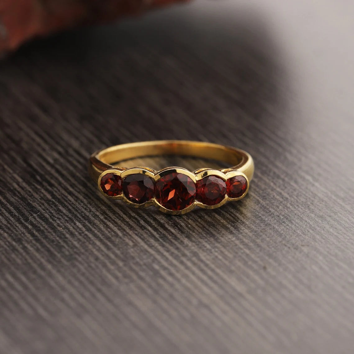 Garnet Multi Ring, Natural Garnet Gemstone Ring, January Birthstone Ring, Gold Ring, Sterling Silver Stack Ring