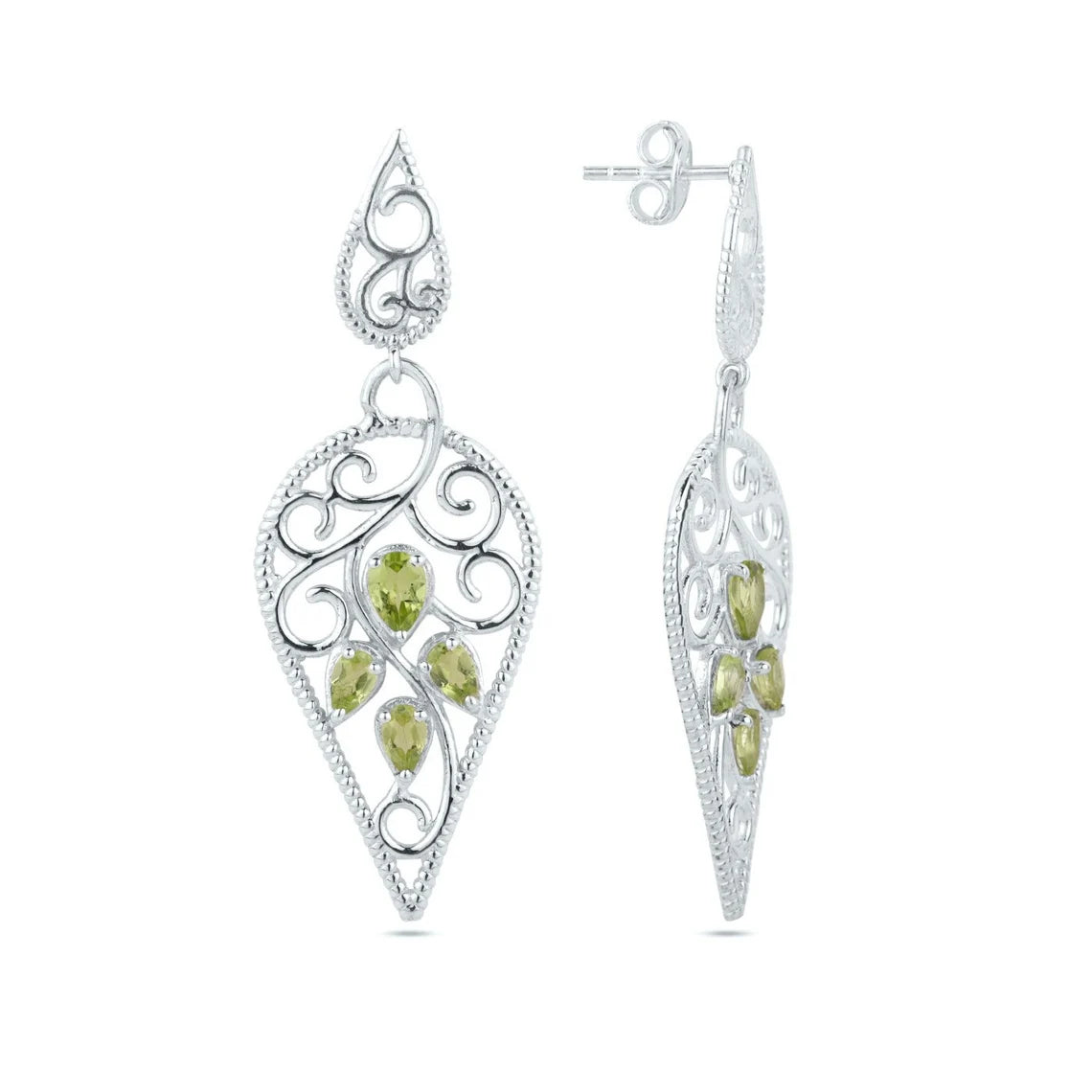 Natural Peridot Silver Earrings, 925 Sterling Silver Peridot Gemstone Earrings, Pear Peridot Cut Earrings, Handmade