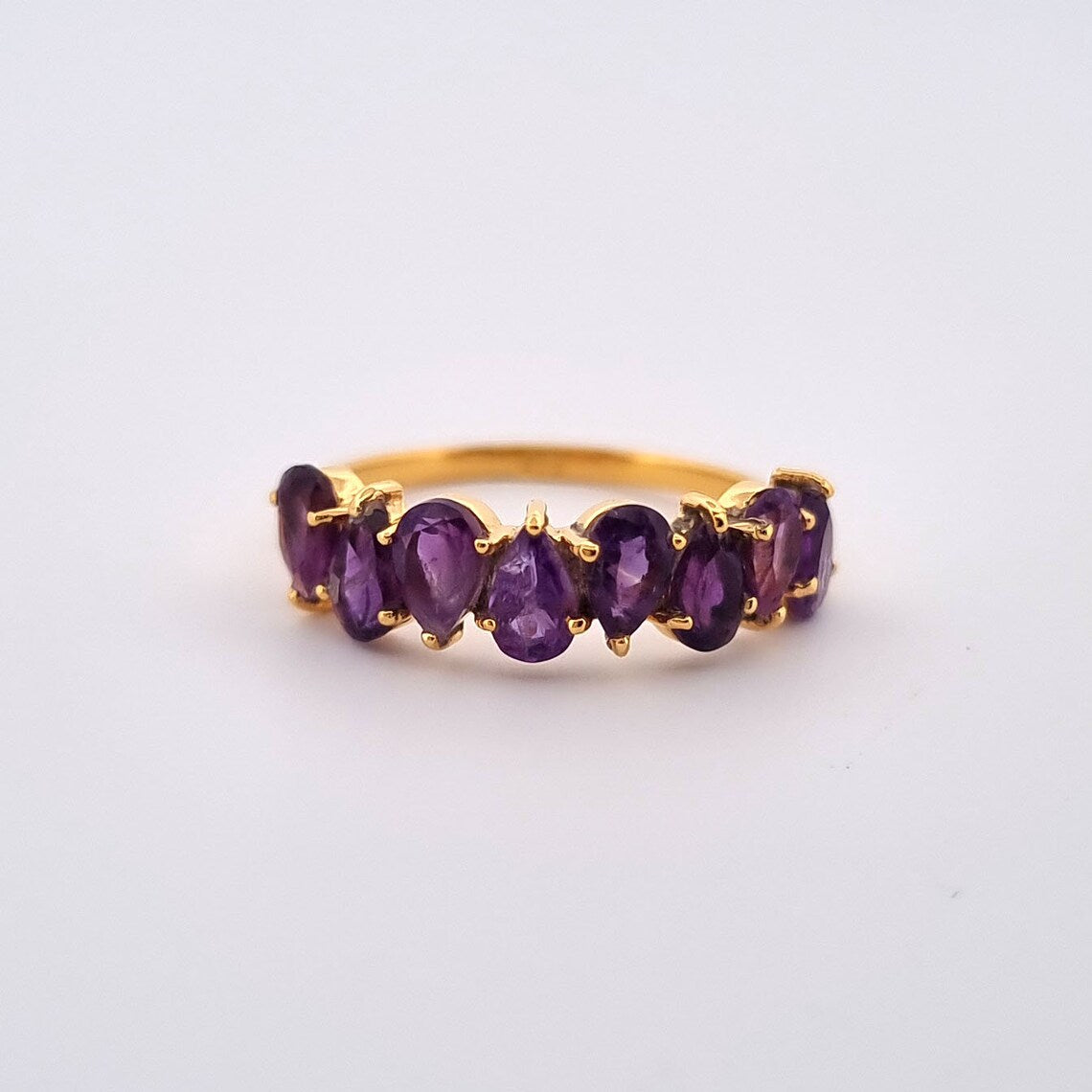 Gold Plated on 925 Sterling Silver - Amethyst Ring - February Birthstone Ring - promise ring, wedding ring, friendship ring