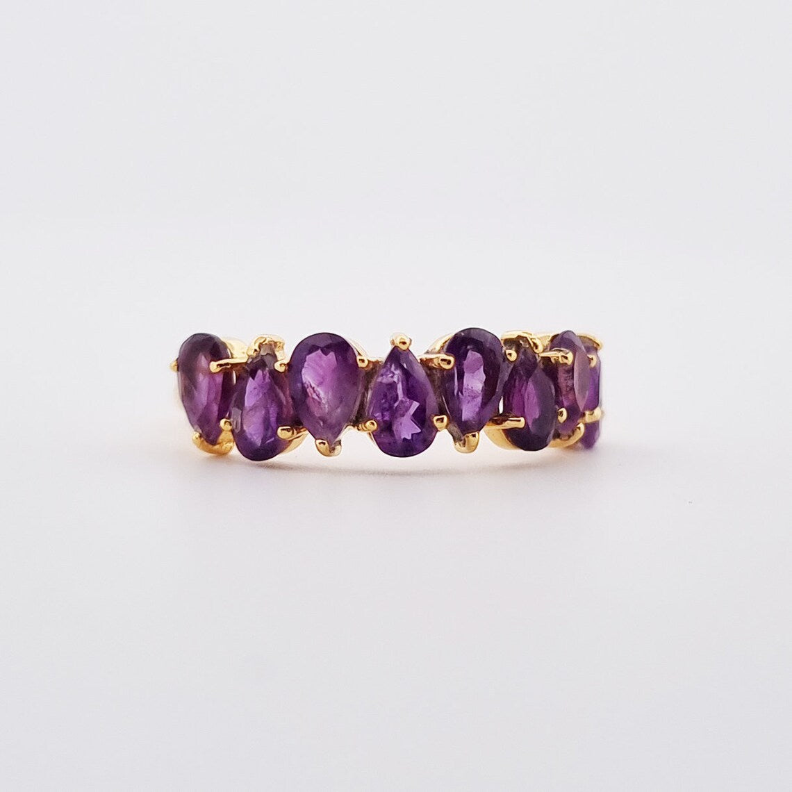 Gold Plated on 925 Sterling Silver - Amethyst Ring - February Birthstone Ring - promise ring, wedding ring, friendship ring