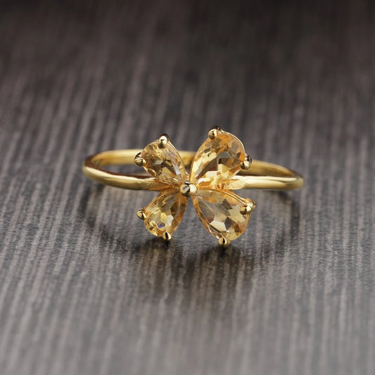 Natural Citrine Ring, 925 sterling silver, Birthstone ring, Pear cut, Engagement ring, Dainty Promise ring, Stacking Ring