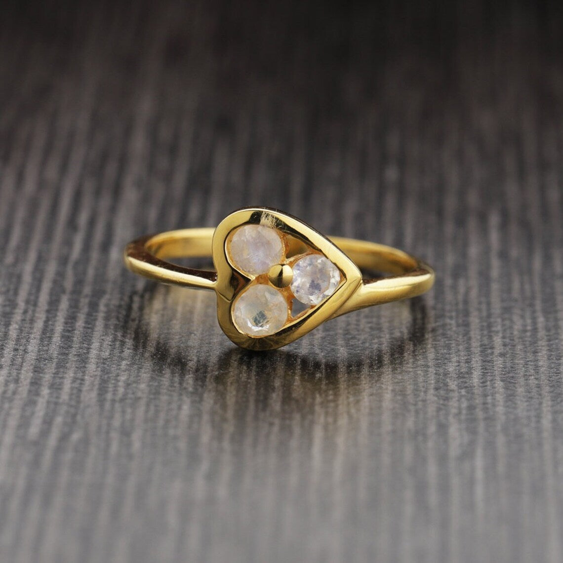 Moonstone ring,June birthstone ring,gold ring,multistone ring,gold stacking ring,gemstone ring,double stone ring, Heart shape Moonstone Ring