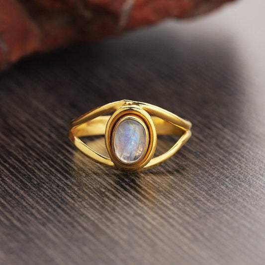 Rainbow Moonstone Ring