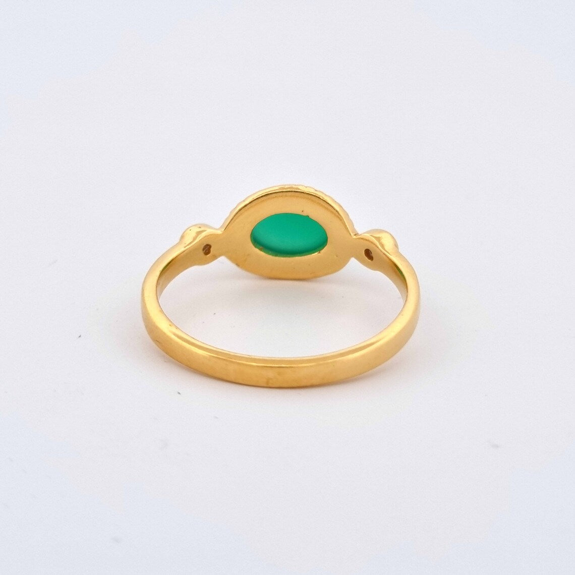 Green Onyx Ring - Green Oval Onyx ring - CZ & green onyx Oval Cabochon ring - Gold Green Onyx Ring Handmade